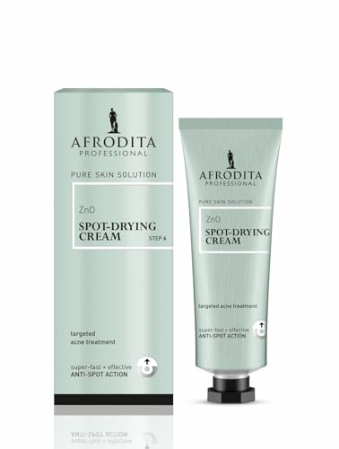 Afrodita Professional ZnO Spot Drying Cream 50 ml, óxido de zinc crema puntual contra impurezas para pieles grasas y mixtas, con hamamelis + aceite de árbol de té, dermatológicamente probado