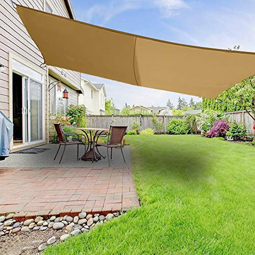 Green Bay Sun Shade Sail Outdoor Garden Patio Yard Party Sunscreen Awning Canopy 98% UV Block Rectangle Sand With Free Rope(4x3m)