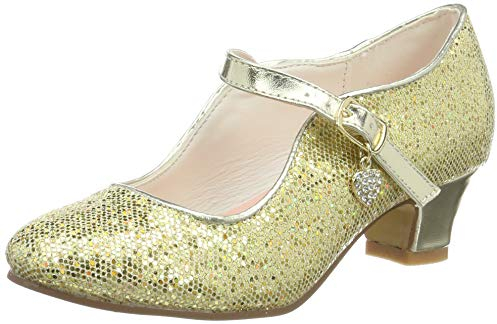 La Senorita Anna Frozen Princess skor guld med litet hjärta spanska flamenco skor, guld, 31 EU