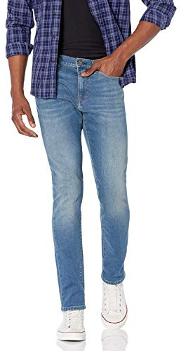 Amazon Essentials Men's Skinny-Fit Comfort Stretch Denim Jeans - Discontinued Colors, Light Blue Broken-in, 34W x 31L