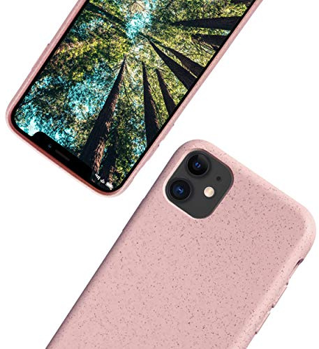 eplanita Bio iPhone 11 Hülle, Pflanzenfaser, Fallschutz Cover, Langlebig und Nachhaltig (Rosa, iPhone 11)