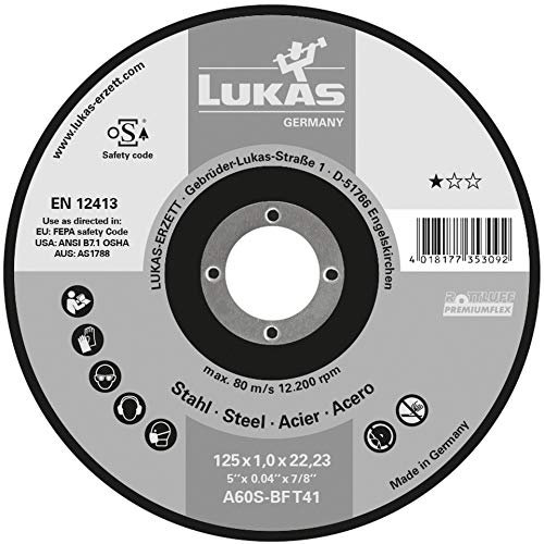 Disco de corte LUKAS T41 para acero 180 x 3 mm, recto, para amoladora angular | A24R-BF