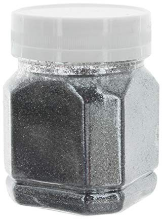MIK funshopping Schimmernder Glitzerpuder Glitzer-Pulver zum Basteln und Verzieren von Karten, bunter Glitter für Dekoration, (Anthrazit 115g Dose)