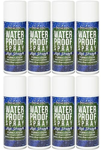 Pro-Kleen Fabric Waterproof Protector Spray - Repels Water and Oil for Clothing, Carpets, Backpacks, Tents and More - Leaves a Long-lasting and Invisible Finish (8 x 400ml)