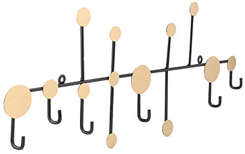 Wandgarderobe mit 6 Haken, 58 cm, Eisen, Gold-Schwarz