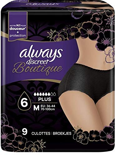 Always Discreet 2er Pack (2 x 9 Höschen) für Blasenschwäche und Inkontinenz, Gr.M - schwarz