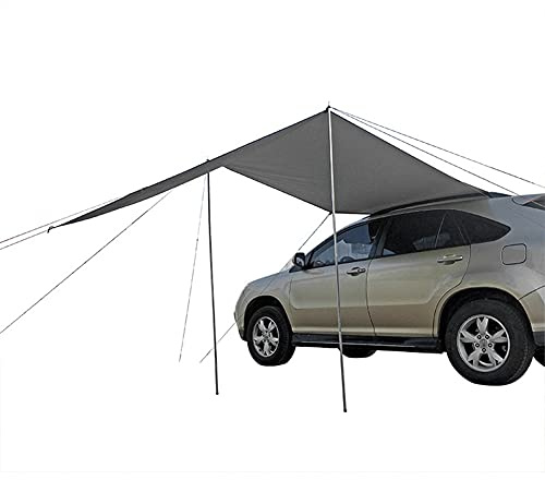Blueshyhall Auto Markise, Wasserdicht Sonnensegel, Camping Dachzelt, Dachträger Sonnenschutzdach Heckklappe für Auto SUV Wohnwagen Outdoor (300 x 200 cm, Grau)