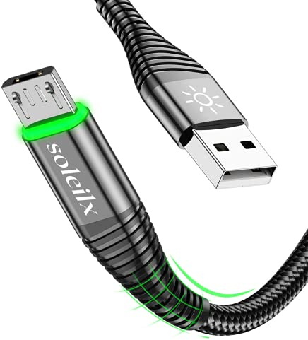 Cavo Usb Micro Usb 1M Ricarica Rapida 3A Micro Usb Trasferimento Dati Cavetto Usb Gommato in Nylon Indicatore Led Cavo Android Compatibile con Samsung S5/S6/S7 Samsung Galaxy Huawei PS4,LG