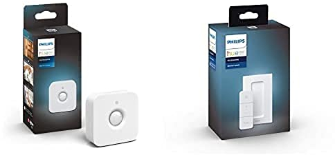 Philips Hue Indoor Motion Sensor with Wireless Control, Smart Lighting Accessory Smart Wireless Dimmer Switch V1 (Installation Exclusive Lights)