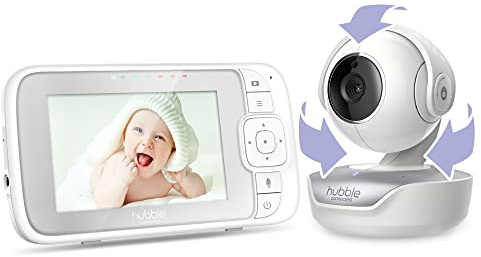 Hubble Nursery View Select, PTZ 4.3'' Video Baby Monitor with Pan, Tilt and Zoom, Room Temperature Sensor, Two-Way Talk, Soothing Nature Sounds - White