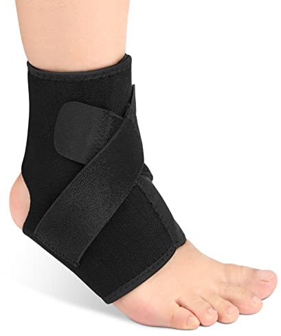 Yosoo Health Gear Knöchelbandage, Verstellbare Atmungsaktive Knöchelbandage zur Unterstützung bei Sprunggelenk Verletzungen, Neopren Fußstütze, Schwarz, für Sport und Schutz