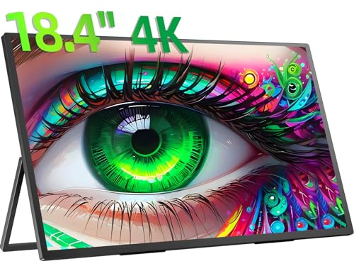 UPERFECT 18 Pollici 4K QLED Monitor Portatile con Schermo Opaco IPS Eye-Care UHD 3840 * 2160 Staffa Integrata USB C Mini HDMI per PC Laptop Xbo Switch PS4/5, Corpo in Metallo, Montabile VESA