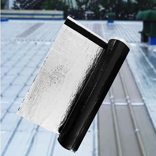 X1NGFU Bitumen Aluband Reparaturband Dichtband,Bitumenband Selbstklebend Schwarz,Wetterfest Dachfolie Reperaturband Stark Klebend, für Flachdach,Gartenhaus Dach,Gartenhäuser (0.5x3m)