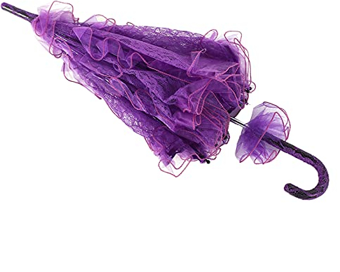 Yctze Braut-Spitzen-Baumwollschirm für Hochzeitsfeiern (Lila)