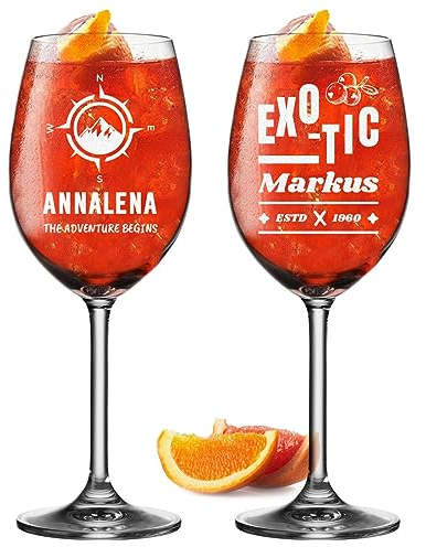 Aperol Spritz - Set di 2 bicchieri da 460 ml, con incisione personalizzata, regalo per mamma e papà, bicchieri per cocktail, adatti per lillet, vino e sangria, idea regalo per compleanno