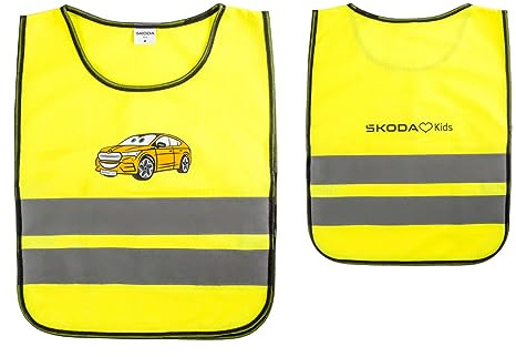 Skoda 6U0084030G Warnweste Kinder Sicherheitswarnweste, gelb, Größe M