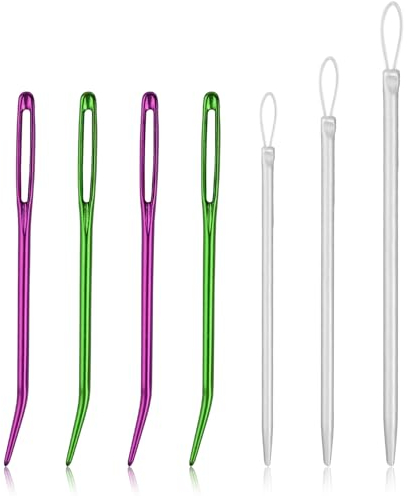 7 agujas romas de ojo grande, aguja de zurcido, aguja de tapiz, aguja de lana, aguja de coser, aguja de macramé, para proyectos de costura de trabajo de ganchillo (3 estilos)