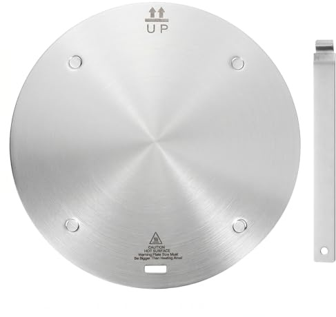 6.3Inch Heat Diffuser Plate, Grourarty Stainless Steel Cooking Induction Adapter Simmer Plate for Electric Gas Glass Cooktop Hob Ring, Induction Cooktop Converter Plate with Handle