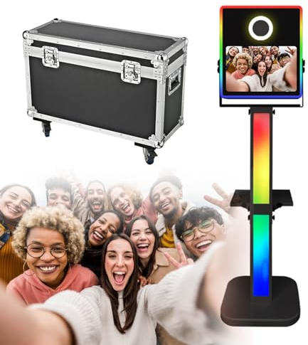 Machine Portable pour photobooth à Selfie – Cabine vidéo pour Appareil Photo Reflex numérique pour Location de Mariage/fête/événements, complète avec étui de vol, écran Tactile 15,6 et Anneau Lumin