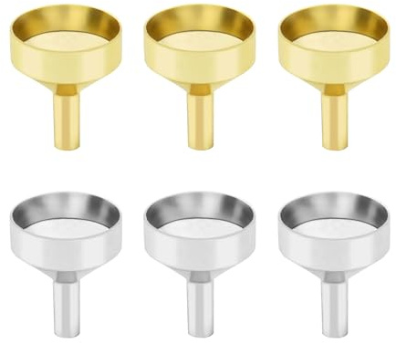 6 Stück kleine Metalltrichter, Küchentrichter, Mini-Trichter, Flachmann-Trichter, vielseitig verwendbarer kleiner Küchentrichter zum Umfüllen von Flüssigkeitspulver, Speiseölen, Pulver, Kaffee, Tee, M