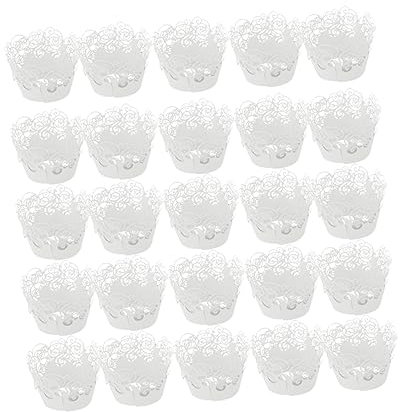 TOPBATHY 50pcs Lace Muffin Wrapping Baking Cups Cake Paper Cups Cupcake Wrappers Hollow Out Cake Wrappers