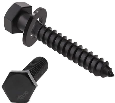 ORTAVA M6 x 35 Sechskant Holzschrauben mit Unterlegscheiben, Holzschrauben Edelstahl A2V2 - DIN571, 10 Stück Sechskantschrauben