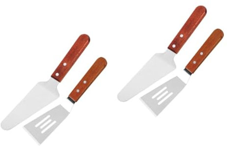 Amosfun 4 Stück Pizza-Spatel kochgeschirr küchen utensilien Pizza-Schaber cake server grill zangen kleiner Spachtel aus Metall Werkzeug zum Schneiden von Kuchen Kuchenschaufel hölzern