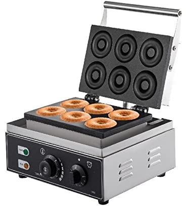 Ciambella dolce elettrica a 6 fori in acciaio inossidabile antiaderente ciambella commerciale waffle biscotti gaufriers elettrodomestico da cucina con la massima resistenza e durata