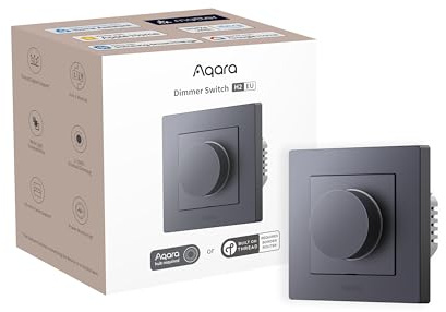 Aqara Dimmschalter H2 EU - Thread/Zigbee, Matter, 2-in-1 Neutral (Grau) | 1 Fach 1 Weg, 200 W, für Dimmbare LED/CFL/Glühlampen/Halogen/ELV-Lampen, Unterstützt Apple Home, Alexa, Google Home, Matter