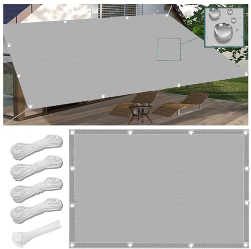 Sonnensegel Wasserdicht Rechteckig Viele Größe Sonnenschutz Terrasse UV-Schutz Wetterfest ohne Bohren Reißfest Schattierungsnetz mit ösen und Seil für Pergola für Balkon und Garten Hellgrau 2x3M
