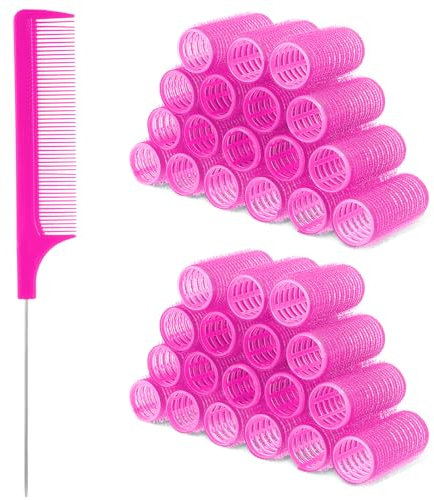 18Pcs Self Grip Hair Rollers with Small Comb Heatless Curler Pro Salon DIY Hairdressing Curlers Tools for Long Medium Short Hair