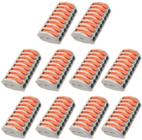 10 Pezzi Morsetti Elettrici Rapidi - Connettori Elettrici per Cavi 8 Porte, 250V/32A, Terminali Sicuri per Connessioni Elettriche