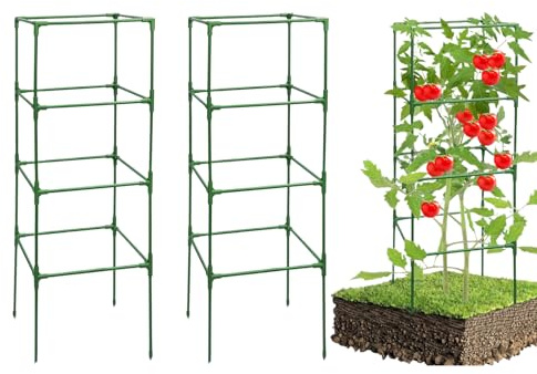 Enrejado de tomate - Enrejado de tomate para macetas de jardín, estante resistente de 3 piezas para trepar verduras, frutas, parterres, césped, patio, macetas al aire libre, pepino, frijoles, rosa