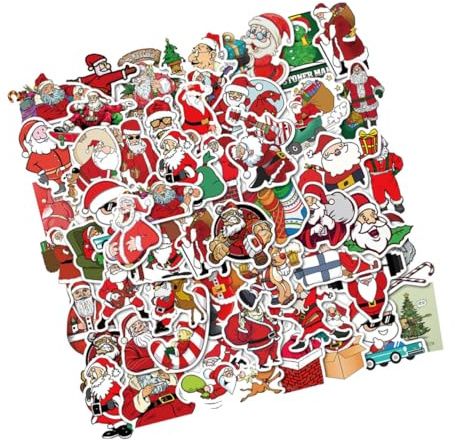 Vaguelly 100pcs DIY Christmas Stickers Santa Claus Suitcase Decals Fun Decorative Notebook Stickers