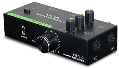Préampli Phono avec réglage 3 Bandes, amplificateur Phono MM MC pour Tourne-Disque, entrée Sortie XLR préamplificateur pour Platine Vinyle pour système Audio Domestique Audiophile