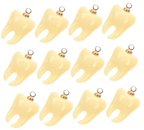 SAFIGLE 12 Stück Teiliges Resin Zahn Anhänger Kleine Schmuck Charms für DIY Basteln Leichte Bruchfeste Zahnschmuck Anhänger für Ohrringe Schlüsselanhänger und Kreative Schmuckgestaltung