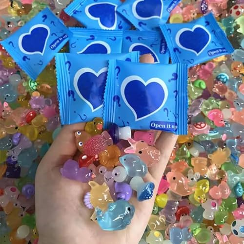 Mini modelos de resina de animales que brillan en la oscuridad, bolsa ciega de animales de resina misteriosa, mini figuras luminosas del océano, miniaturas de animales para accesorios de jardín de