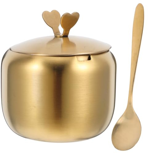 SWETRACE Barattolo Porta Spezie in Acciaio Inossidabile con Cucchiaio e Coperchio, Contenitore Rotondo Resistente alla Ruggine, per Zucchero e Condimenti in Cucina Stili multipli