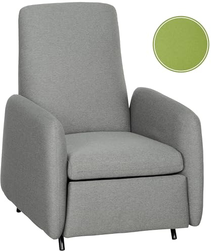 HOMCOM Poltrona Relax Reclinabile Manuale con Poggiapiedi, Poltrona Reclinabile in Tessuto Effetto Lino, Copertura Rimovibile per Camera da Letto, Soggiorno e Salotto, Grigio