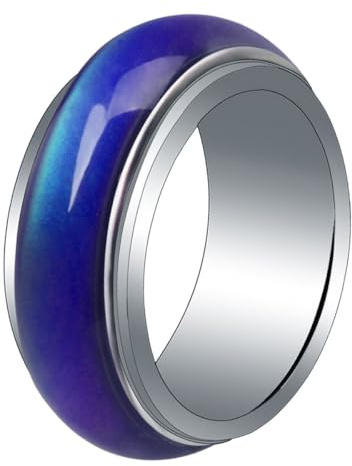 HOMSFOU 8mm Stimmungsring für Männer und Kinder aus Kupfer mit Farbwechsel nach Temperatur Modischer Ring mit Kreativem Design für Halloween und Jubiläen
