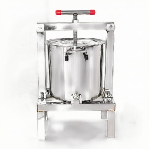 Milageto Presse à Miel Manuelle Extracteur Miel Presseur Extracteur Presse Cylindrique en Acier Inoxydable avec Poignée en T et Sortie Frontale Adaptée aux, Roulement Entièrement Fermé
