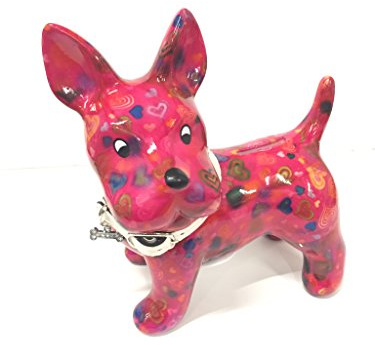 POMME-PIDOU Boomer The Dog Spardose Deep Pink mit Blumen