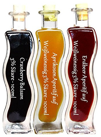 Geschenkset & Probierset | 3 x 100ml Essig | Erdbeer Essig - Aprikosen Essig - Cranberry Balsam mit Rezepthelft