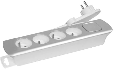 Gefom 400004 Blod seign fiche extra Plate Steckdosenleiste, silberfarben, 4 prises