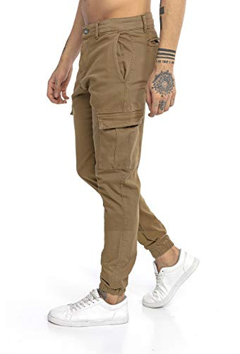 RED BRIDGE Pantalón Chandal para Hombre Vaqueros Jeans Joggers Cargo Look Marrón W32 L34