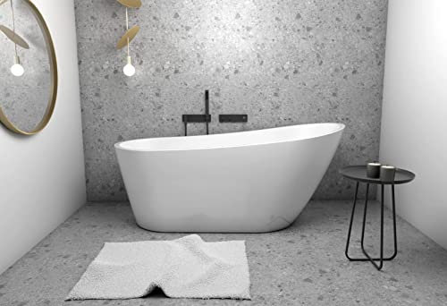 ECOLAM® exklusive freistehende Badewanne Standbadewanne moderne Wanne freistehend Elma 170x80 cm + Ablaufgarnitur Click Clack Design Acryl glamour weiß