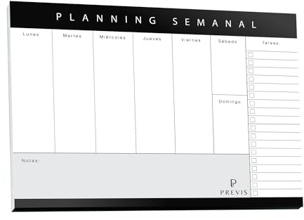 Previs Planificador Semanal A3 Con Diseño Minimalista y Productivo - Organizador Semanal A3 - Planning
