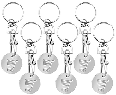 SOL 6pk Trolley Coin Keyring – Shopping Tokens for Supermarket Carts and Gym Lockers – Durable Pound-Sized Design with Handy Keychain Holder for Quick Access, Reusable and Lightweight for Daily Use