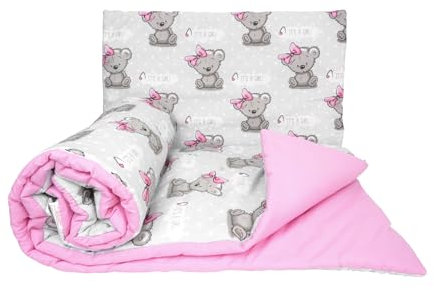 Baby Comfort Set trapunta, piumino e cuscino per bambini, 2 pezzi, 80 x 70 cm, adatto per culla o carrozzina (It's a Girl)