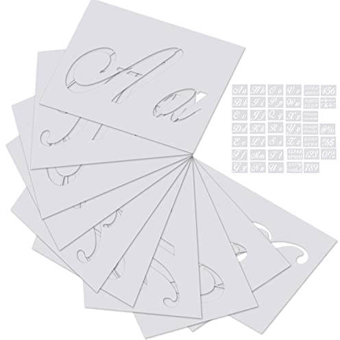 Auspcers 40PCS Buchstaben Schablonen, Kunststoff Schablonen Vintage Buchstaben, Alphabet Zahlen Schablone, für Gemälde Auf Holz, Groß Zahlen Und Zeichen Großbuchstaben